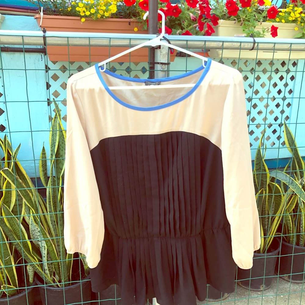 Black/Brown combination half sleeve blouse
